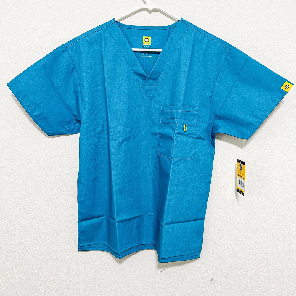 NWT WonderWink Scrub Top Blue Size Small
